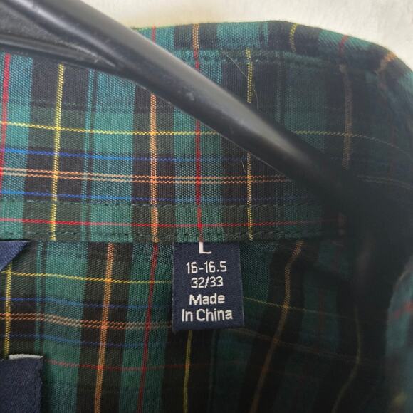 Chaps Dress Shirt Button Down Long Sleeve Mens Large Green 0673 - Picture 5 of 9